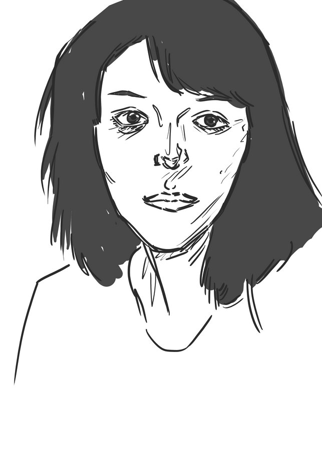 Digital greyscale portrait of Maria Prisyazhnuk